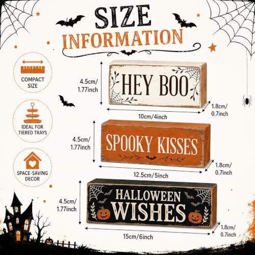 Halloween Wooden Tiered Tray Decor Set - Ghost & Jack O Lantern Signs, Indoor Festive Display