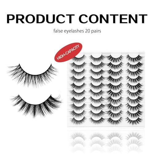 False Eyelashes Cat Eye Fluffy Lashes - Natural Look - Black - 20 Pairs