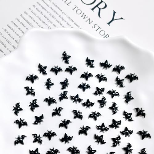 Black Halloween Bat Nail Charms Set - 30pcs 3D Resin Nail Art Decorations
