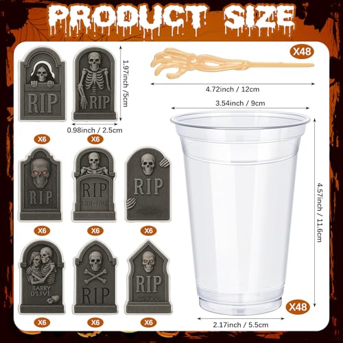 Halloween Skeleton Hands & Tombstone Cupcake Cups - 14 oz Zombie Hands Variation