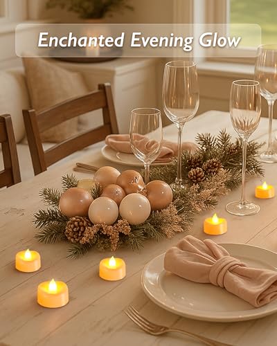 LED Tea Lights Battery Operated 200+ Hour Flickering Votive Candles Warm Yellow Ivory Base 100 Pack