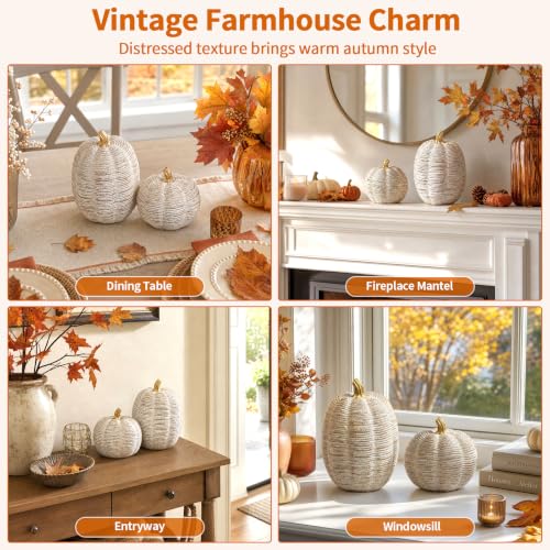 Resin Pumpkin Figurines Set - Fall Thanksgiving Harvest Decor, 2 Pieces