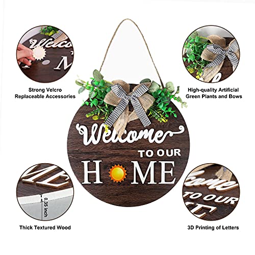Interchangeable Welcome Sign for Front Door - Seasonal Holiday Decor, 12-inch Wall Hanging