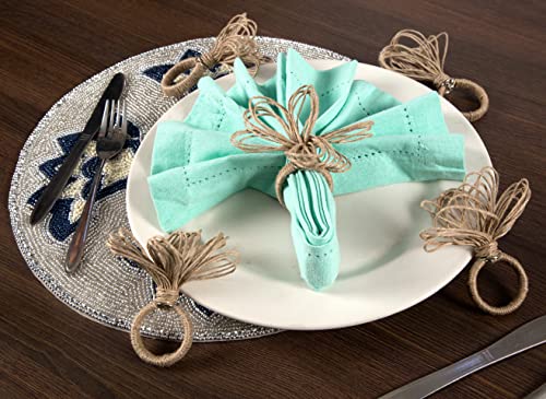 Natural Jute Napkin Ring Set of 12 - Elegant Farmhouse Table Decor, Holiday & Wedding