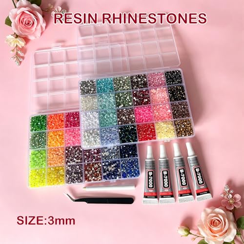 49000PCS Jewelry Rhinestones Kit Flatback Gems for Crafts & DIY Projects