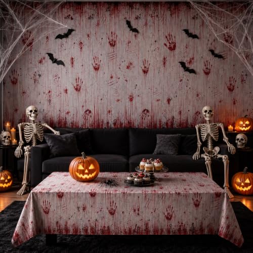 Halloween Bloody Print Plastic Tablecloth Roll 54x100 ft Spooky Party Decor