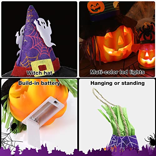 Halloween Light Up Jack-o'-Lantern Set - 6 Pack Indoor Outdoor Pumpkin Decorations