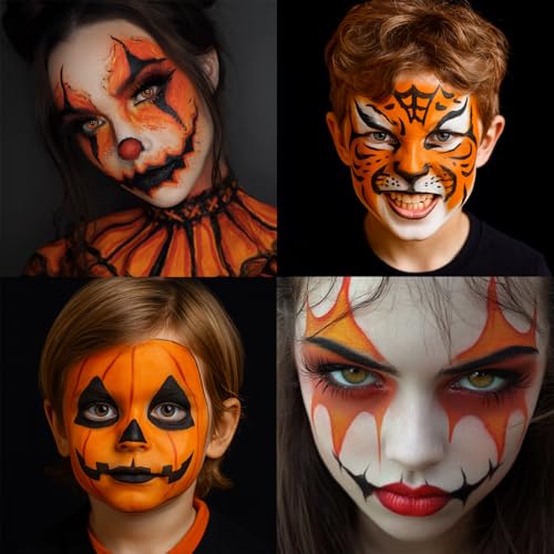Orange Face Paint Stick - Creamy, Blendable, Sweatproof for Halloween & Cosplay - Tiger, Pumpkin, Fire Makeup