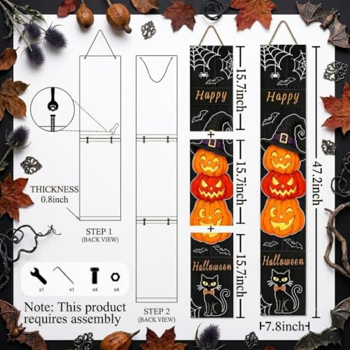 Halloween Porch Decor Welcome Sign - Outdoor Front Door Decorations - Halloween