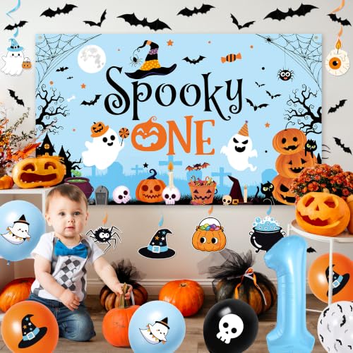 Halloween 1st Birthday Decorations Kit - Blue Spooky One Party Supplies