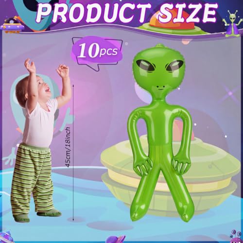 Green Inflatable Alien Balloons - 10 Pack, 18 Inch Halloween Party Decorations