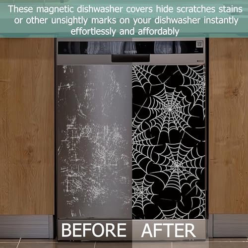Halloween Spider Web Dishwasher Magnet Cover 23x26 Inch - Decorative Kitchen Panel