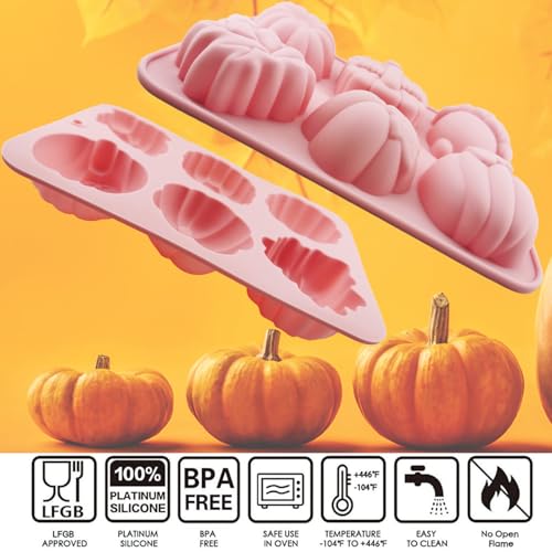 Pumpkin Mold - 6 Cavity Fall Silicone Mold for Halloween Thanksgiving Decor