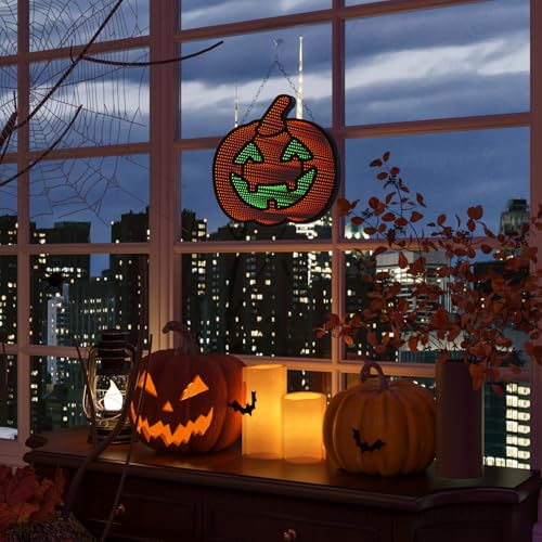 3D Infinite Mirror Pumpkin Night Light - Halloween LED Decor for Indoor & Outdoor, Battery & USB Powered, 12.2 x 16.54 Inches, Halloween Pumpkin Light - Black+Pink