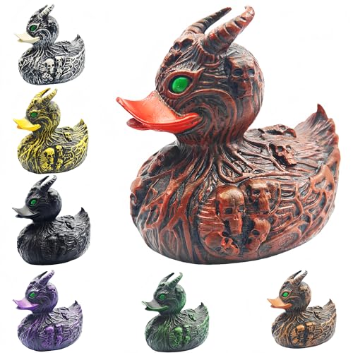 Horror Demon Skull Duck Sculpture - Red Gothic Devil Dark Car Dashboard & Home Decor - Variation 4