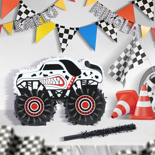 Monster Truck Dalmatian Pinata Bundle with Blindfold and Bat - Monstar Truck Dal Variation