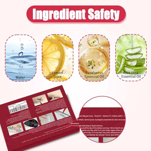 Temporary Tattoo Kit for Women Men Teens - 10 Colors, Waterproof & Safe