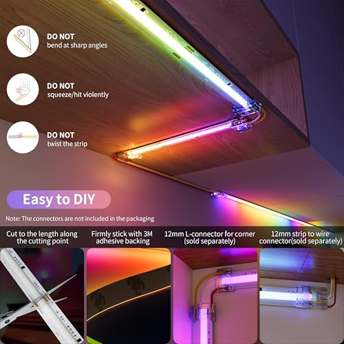 32.8ft RGB Smart IC COB LED Strip Light - Color Flowing & Music Control
