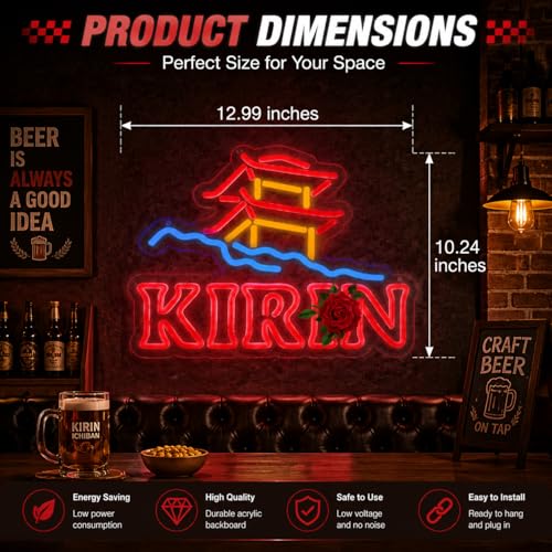 Dimmable LED Neon Sign - Japanese Beer Wall Decor for Bar Pub Man Cave