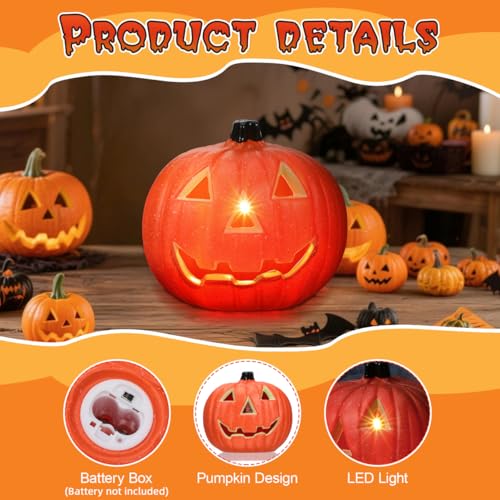 8 Inch LED Jack O Lantern Pumpkin Lantern - Battery Operated Halloween Decor - Variation of THIS listing 7.87 x 7.09 x 6.1 inches