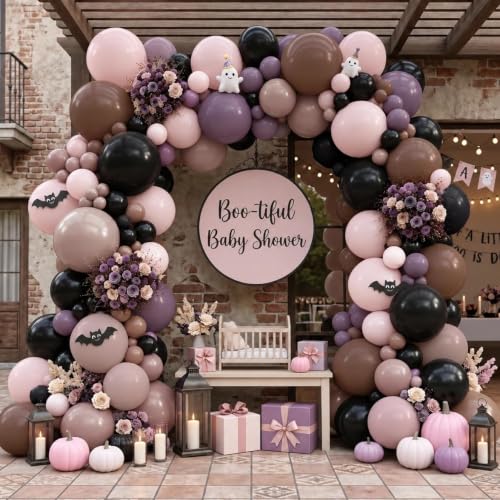 Pink Black Purple Balloon Arch Kit Double Stuffed Party Decor — Variation: Pink Black Purple