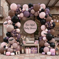 Pink Black Purple Balloon Arch Kit Double Stuffed Party Decor — Variation: Pink Black Purple