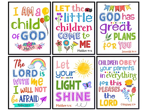 8x10 Christian Wall Art - Bible Verse Religious Decor for Kids & Bedroom