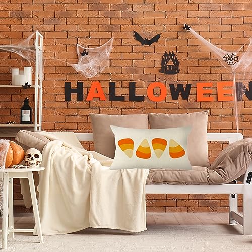 Halloween Candy Corn Throw Pillow Cover 12x20 Inch Orange Home Decor