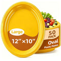 Yellow Disposable Oval Plastic Plates - 50 Count, 10x12 Inch Partyware