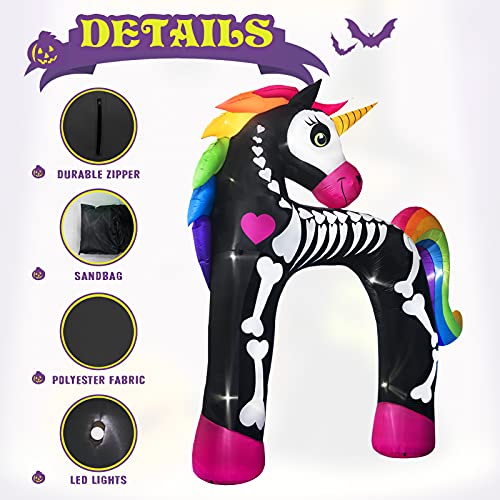 11FT Halloween Inflatable Arch Rainbow Skeleton Unicorn Outdoor Decor