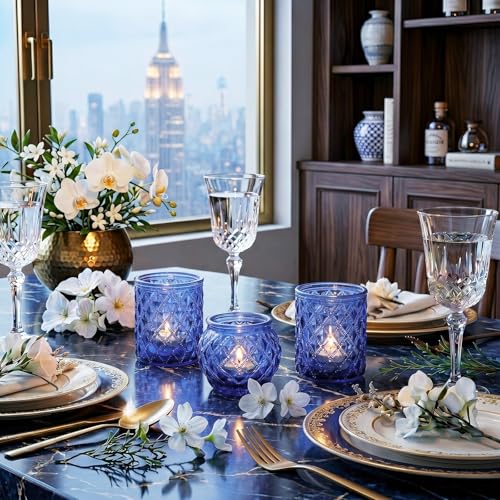 Blue Votive Candle Holders Set of 36 for Wedding & Home Decor - Variation: Blue