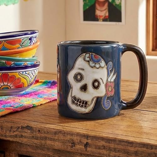 16oz Handcrafted Day of the Dead Sugar Skull Mug - Ceramic Coffee Cup