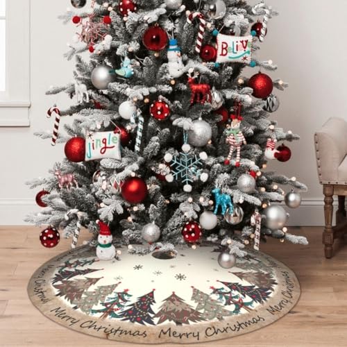 Christmas Tree Skirt 36 Inch Faux Plush Holiday Decor - Odfovowo Variation 3