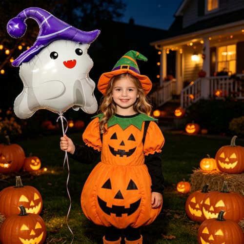 Halloween Ghost Balloons Set - 4 White Foil Party Decorations