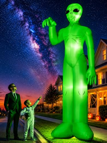 Giant 12FT Halloween Inflatable Alien with Bright LEDs & Powerful Blower for Outdoor Yard Decoration