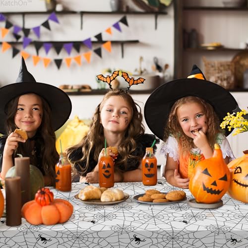 Halloween Spider Web Tablecloth Pack of 3 - 72x54 Inch Black and White Spooky Decor