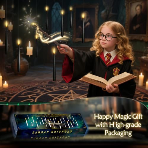 Black 12pcs Flameless Floating Candles with Wand Remote - Halloween & Christmas Decor