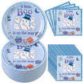 Halloween Paper Plates and Napkins Set - Boo Theme, 100 Pcs Disposable Party Supplies