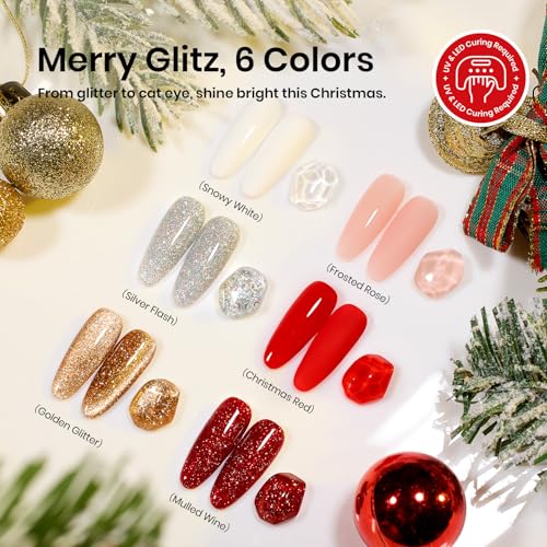 Beetles Gel Nail Polish Kit with UV Light - 6 Colors & Nail Tools - Merry Glitz