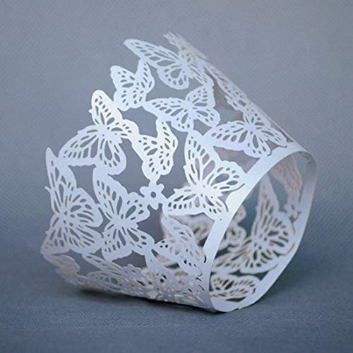 36 Pack Lace Butterfly Cupcake Wrappers for Wedding & Party Decor - Elegant White Paper Cupcake Holders