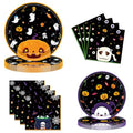 Halloween Party Supplies Set - Disposable Plates & Napkins - Pumpkin Ghost Design - Includes 90 Pieces - Halloween