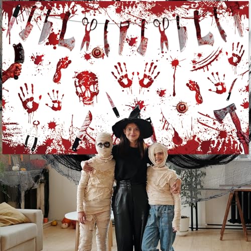 Halloween Bloody Banner Decorations - Horror Scene Backdrop for Party