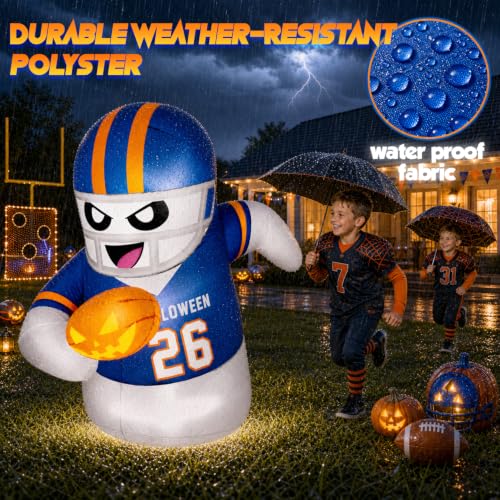 5FT Halloween Inflatable Ghost with Football and LED Lights - Outdoor Yard Decor