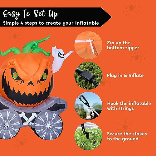 8 Ft Halloween Inflatable Pumpkin Carriage with LED Lights Outdoor Yard Decor