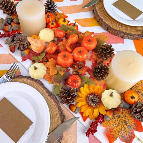 Fall Artificial Pumpkin Decoration Set - 50pcs Mini & Gourd Faux Pumpkins for Autumn Home Decor