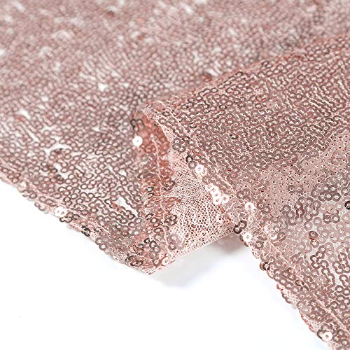60x120 Inch Rose Gold Sequin Tablecloth - Rectangular Glitter Party Decor with Variation Rose Gold / 4.7x2.4 Inches