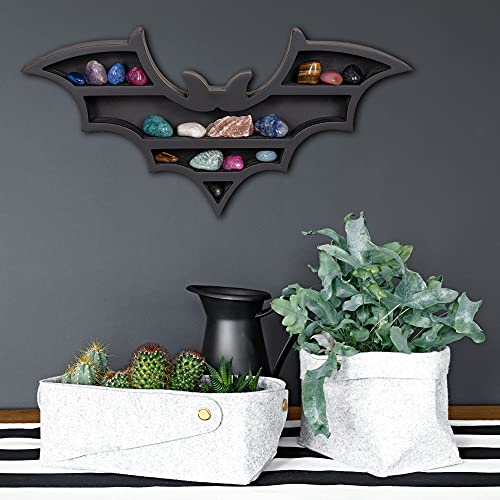 Vampire Bat Wall Shelf - Gothic Spooky Hanging Wooden Decor for Bedroom Bathroom Kitchen