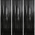 Black Fringe Backdrop Streamers - 3 Pack, 3.3 x 9.9 ft Party Decorations