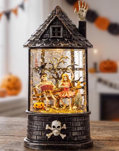 Haunted House Halloween Snow Globe Skeleton Decorations Indoor for Home - Variation of Haunted House