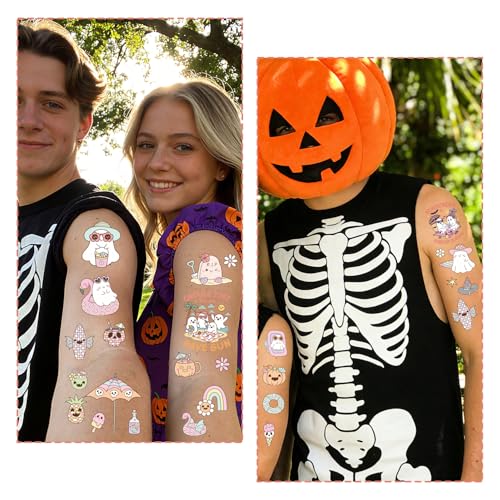 Gameza Summer Halloween Temporary Tattoos - 200+ Spooky Ghost & Pumpkin Designs - Variation: Summer Halloween-2